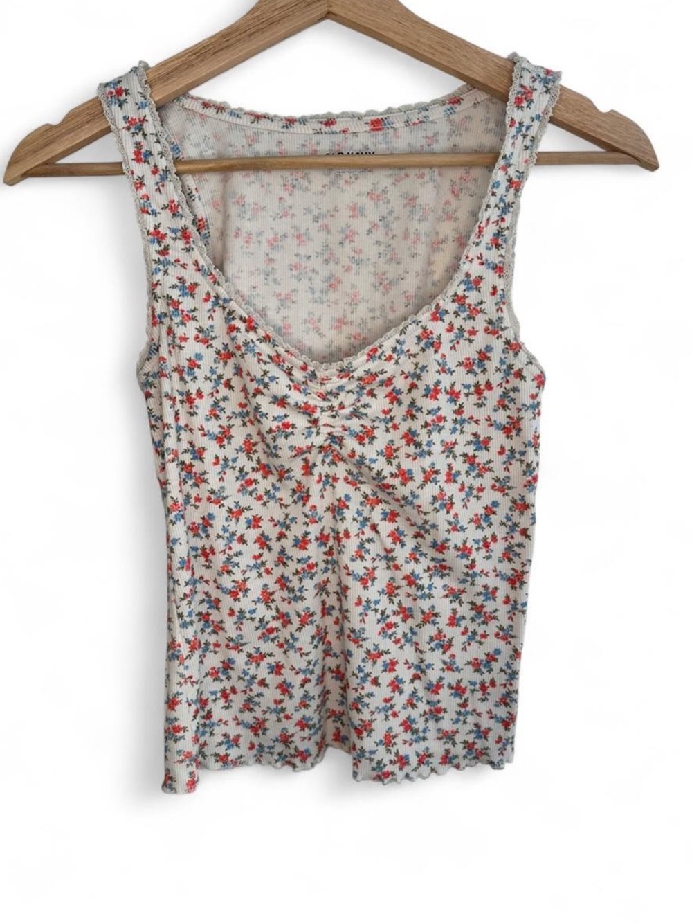 Old Navy Floral Tank Top in White & Coral Size Small